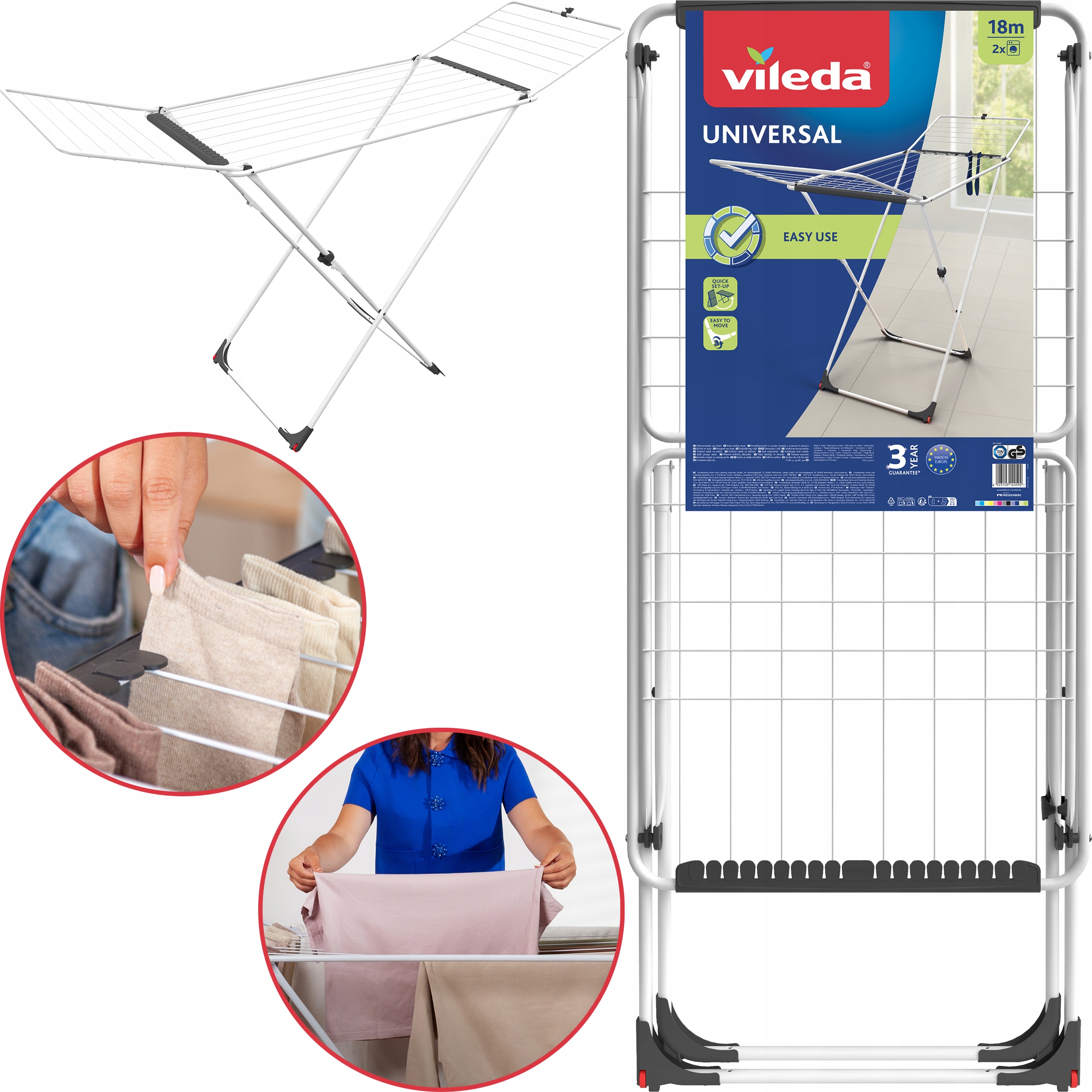 Suszarka Na Pranie Vileda Universal Regulowana 18m Powierzchni Na Ubrania