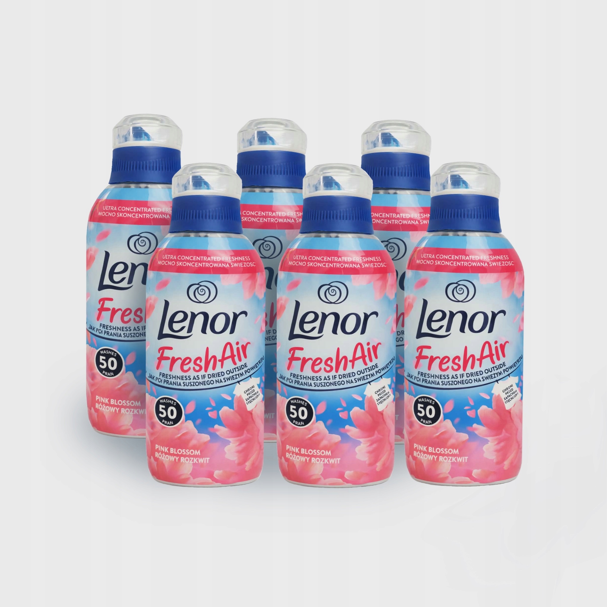 Lenor Fresh Air Pink Blossom Płyn do Płukania 6x700 ml 300 Prań Zestaw