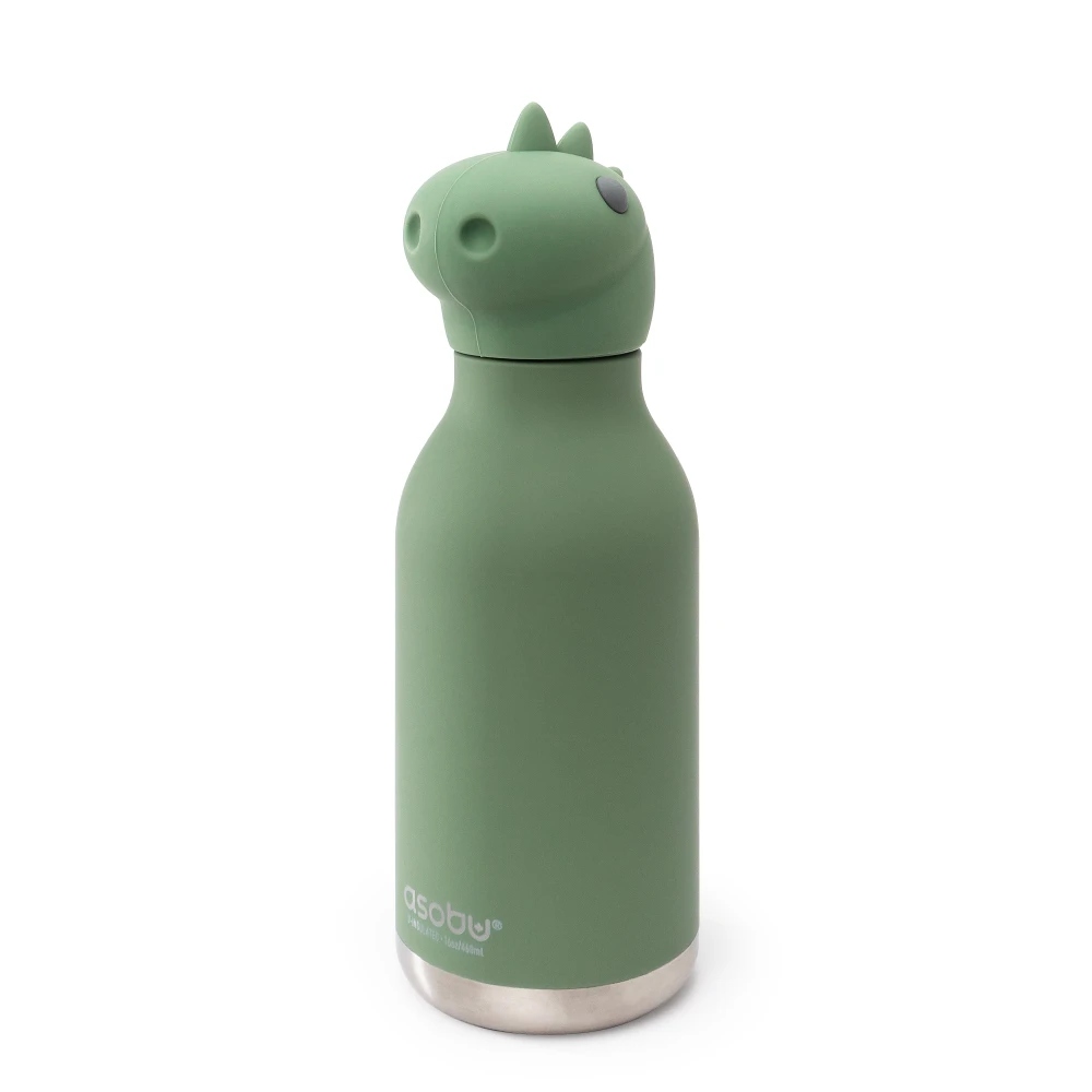 Dinozaur Butelka Termiczna 460 ml ze Słomką Dinuś Bestie Asobu Stalowa