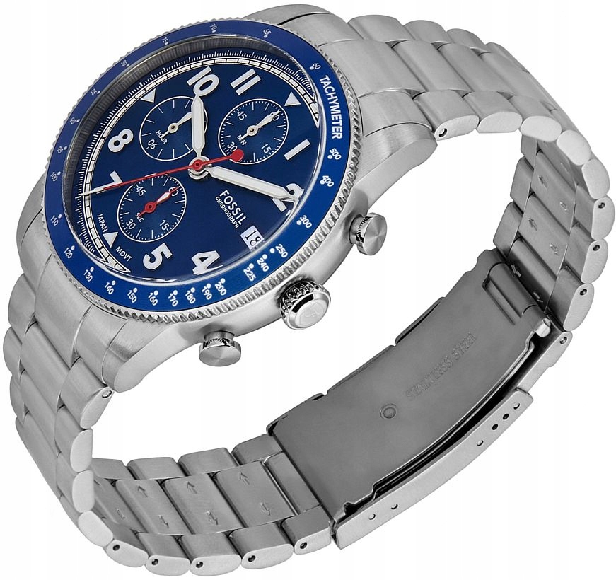 Pánské Hodinky Fossil FS6047 Mládežnické Modré Chrono Data 42 mm Box