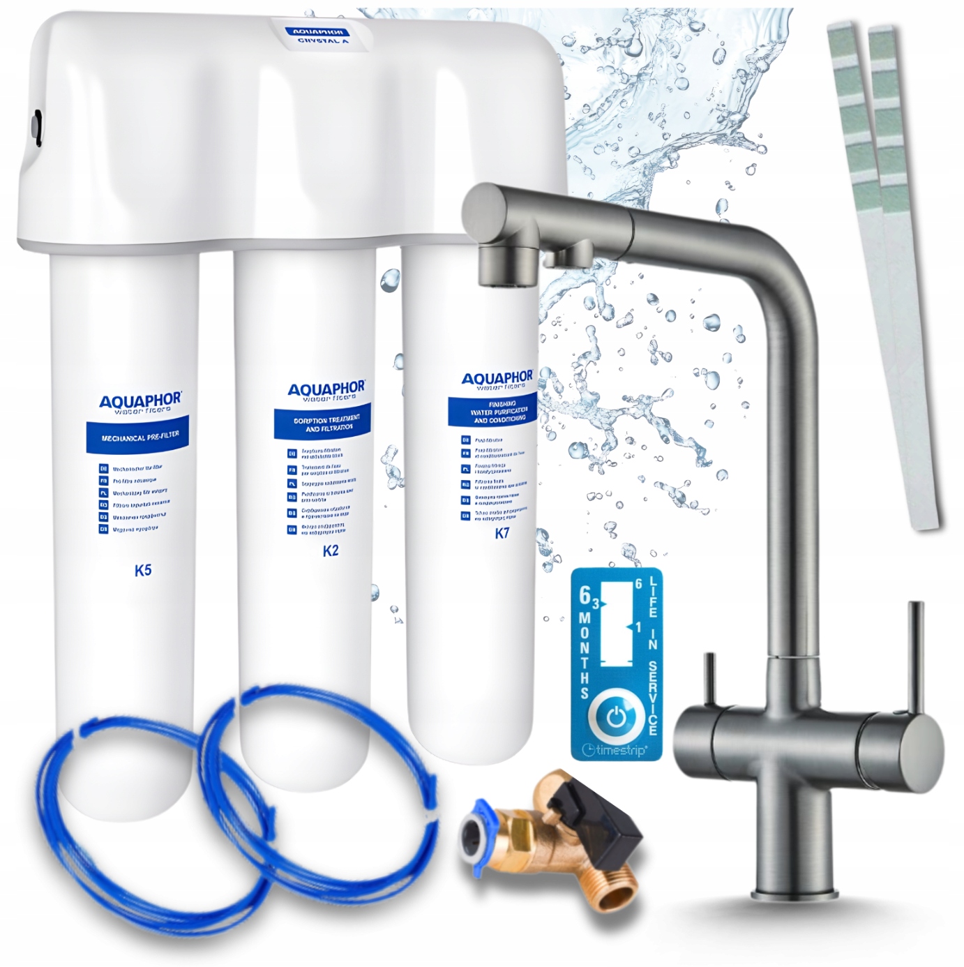 Třícestná Baterie S Výsuvným Výtokem A Filtrem Na Vodu Aquaphor Křišťál