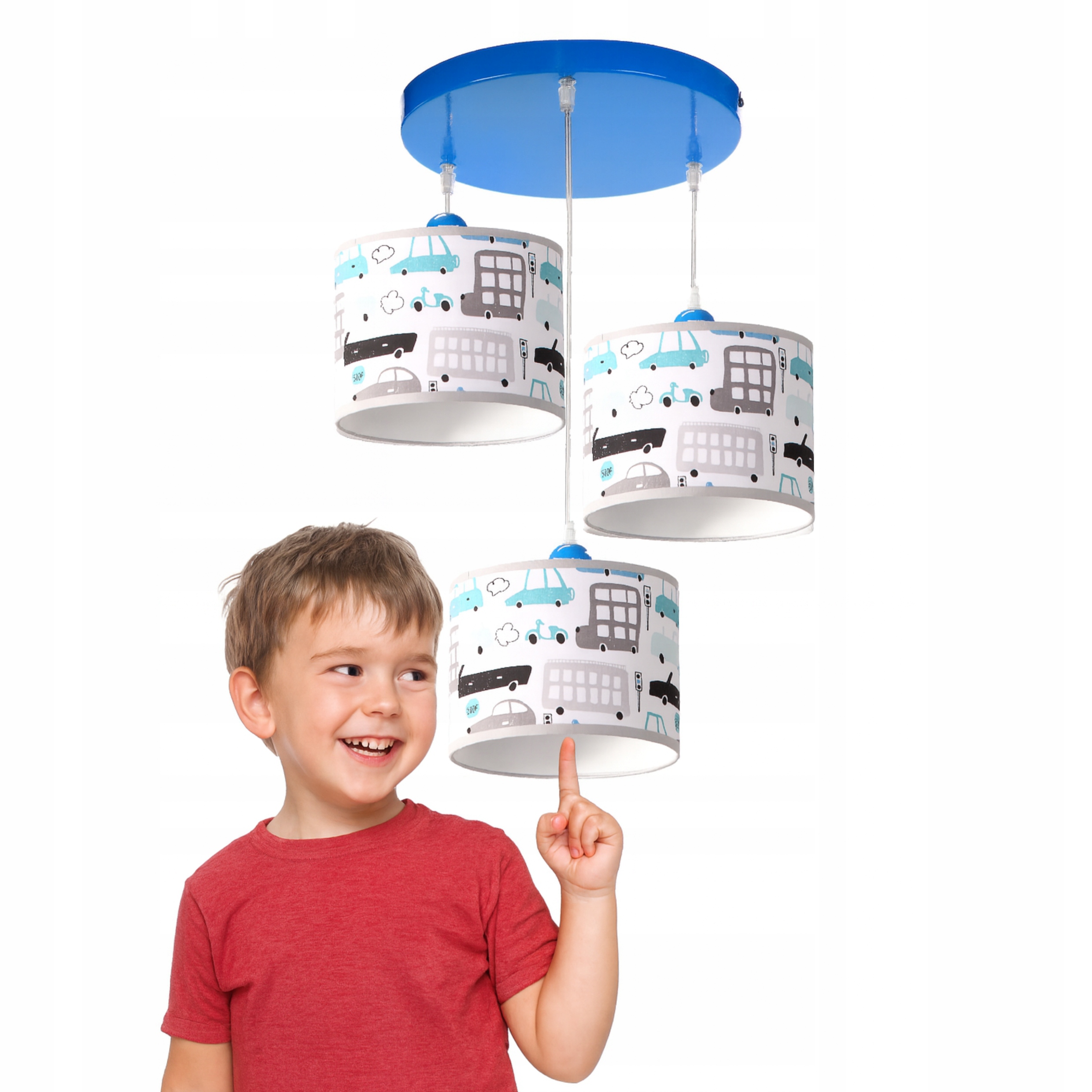 LAMPA WISZĄCA ŻYRANDOL SUFITOWA AUTKA NIEBIESKO SZARE 3XE27 LED EDISON