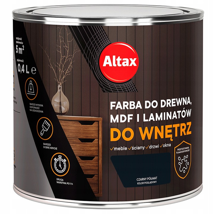 

Farba do drewna mdf laminatu Czarny 750ML Altax