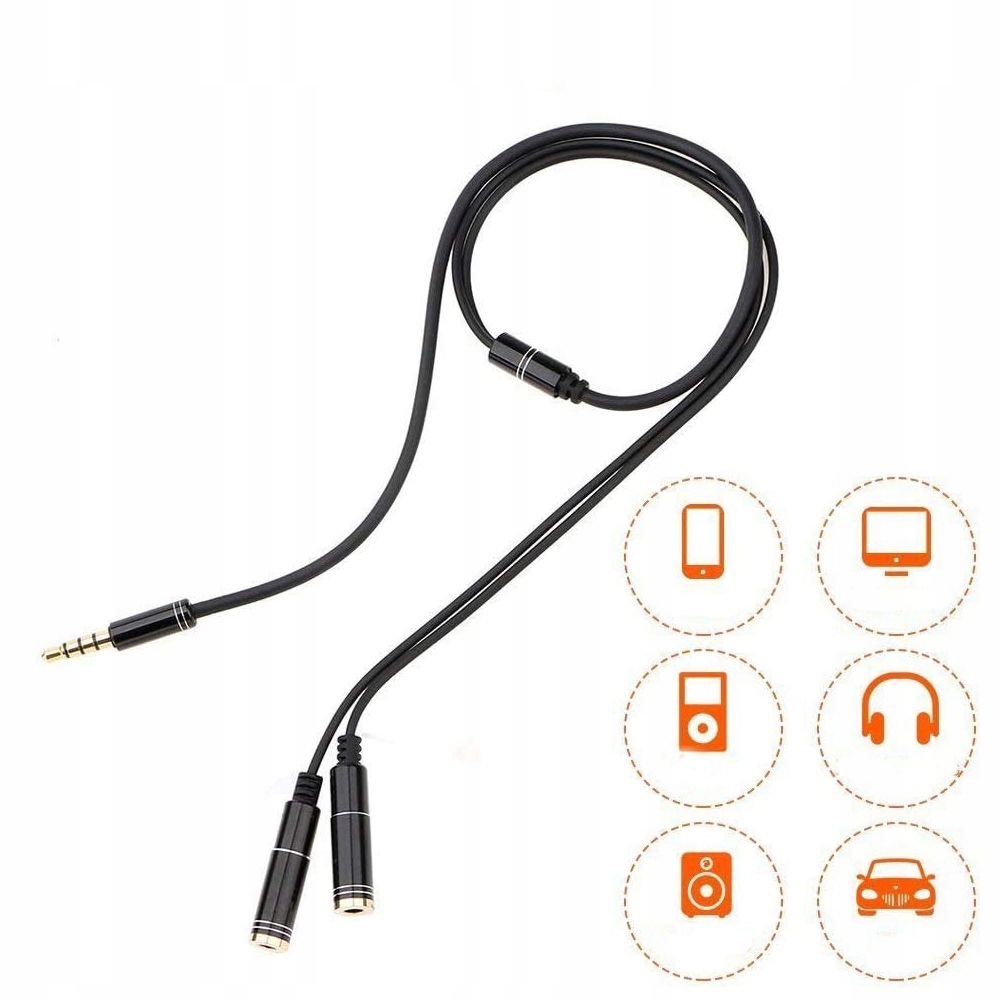 KABEL ROZDZIELACZ SPLITTER SYGNAŁU AUDIO MINI JACK 3.5 MM do SŁUCHAWEK Długość kabla 0.3 m