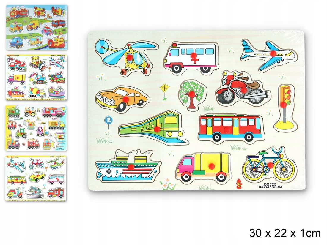 

Puzzle Drewniane Z Uchwytem Wkładane Pojazdy