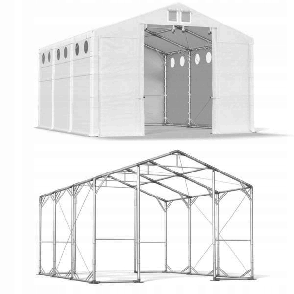 Namiot handlowy 5x6m z dasem, kolor biały