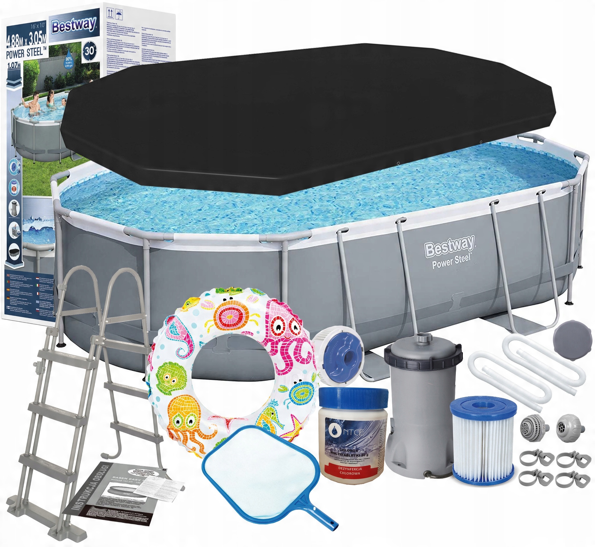 

Basen Ogrodowy Stelażowy Bestway 12w1 488x305x107