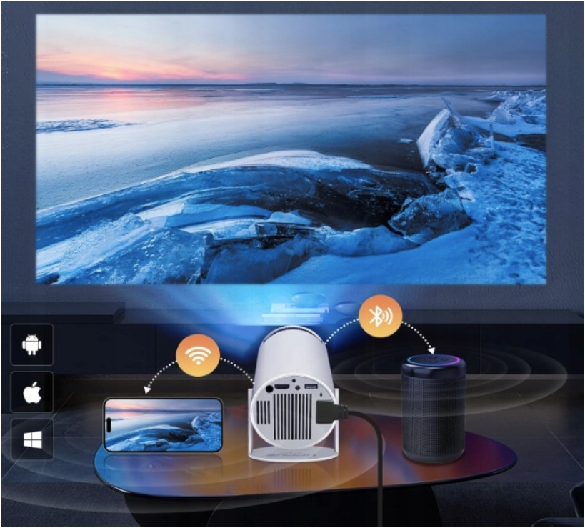 PROJEKTOR RZUTNIK 4K ANDROID TV 11 Wifi6 2.4G/5.8G BT5.0 40-130" Rozdzielczość podstawowa (px) 1280 x 720