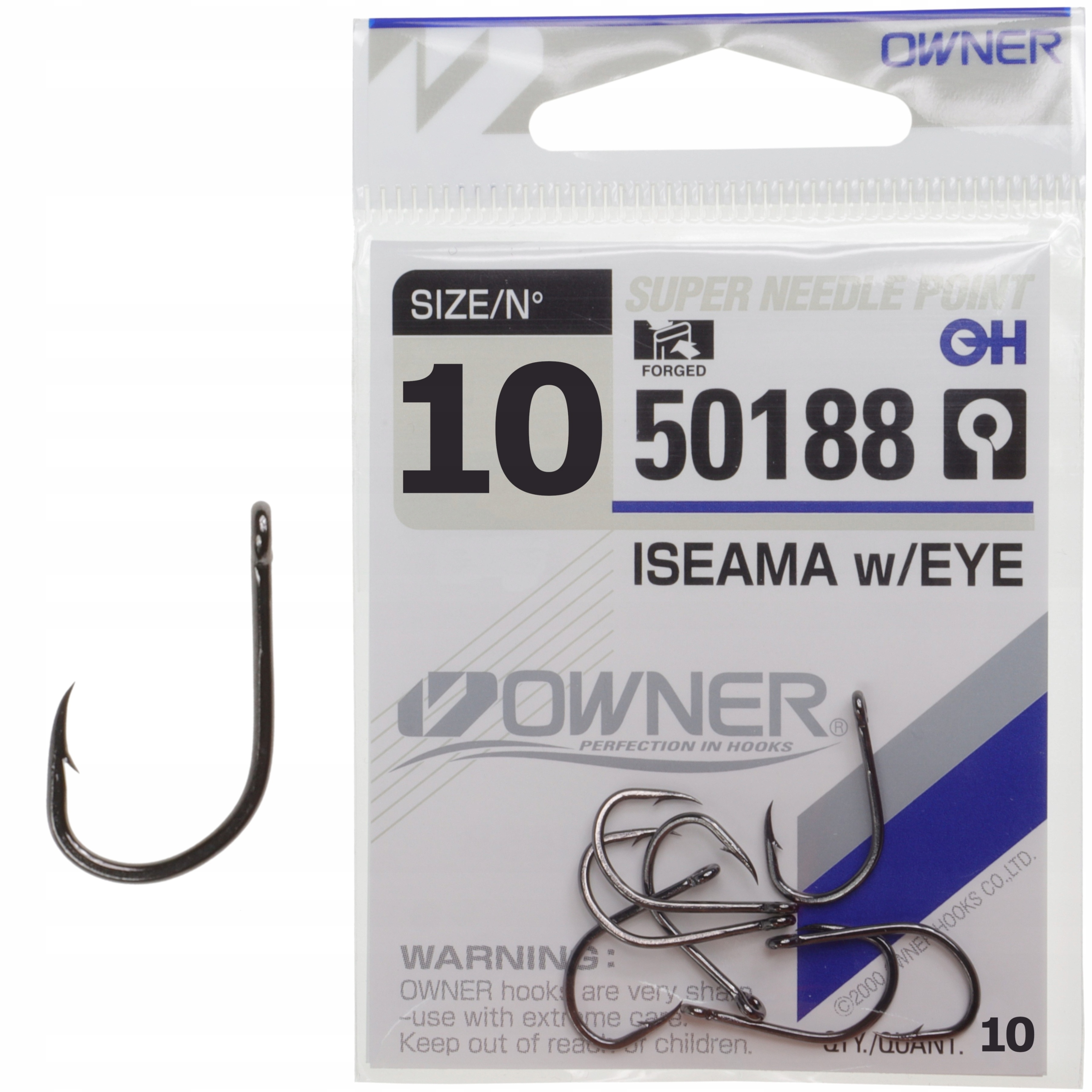 Haczyki Owner Iseama nr 10 w/EYE Black Nickel z oczkiem 10 sztuk