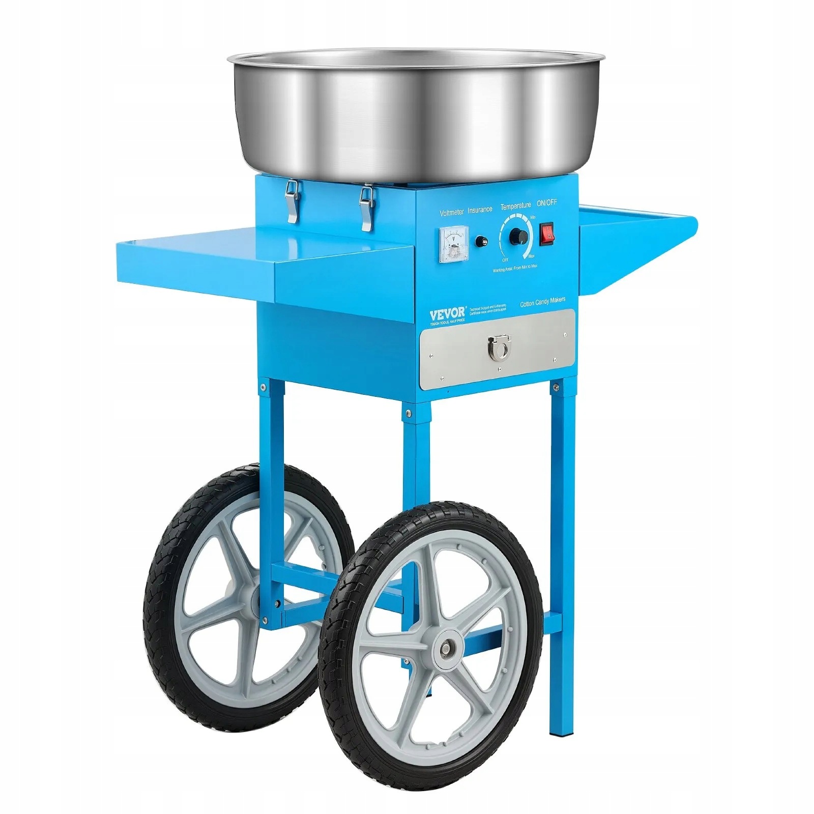 Stroj na cukrovou vatu gastronomický vozík 1000 W 52 cm modrý, sada