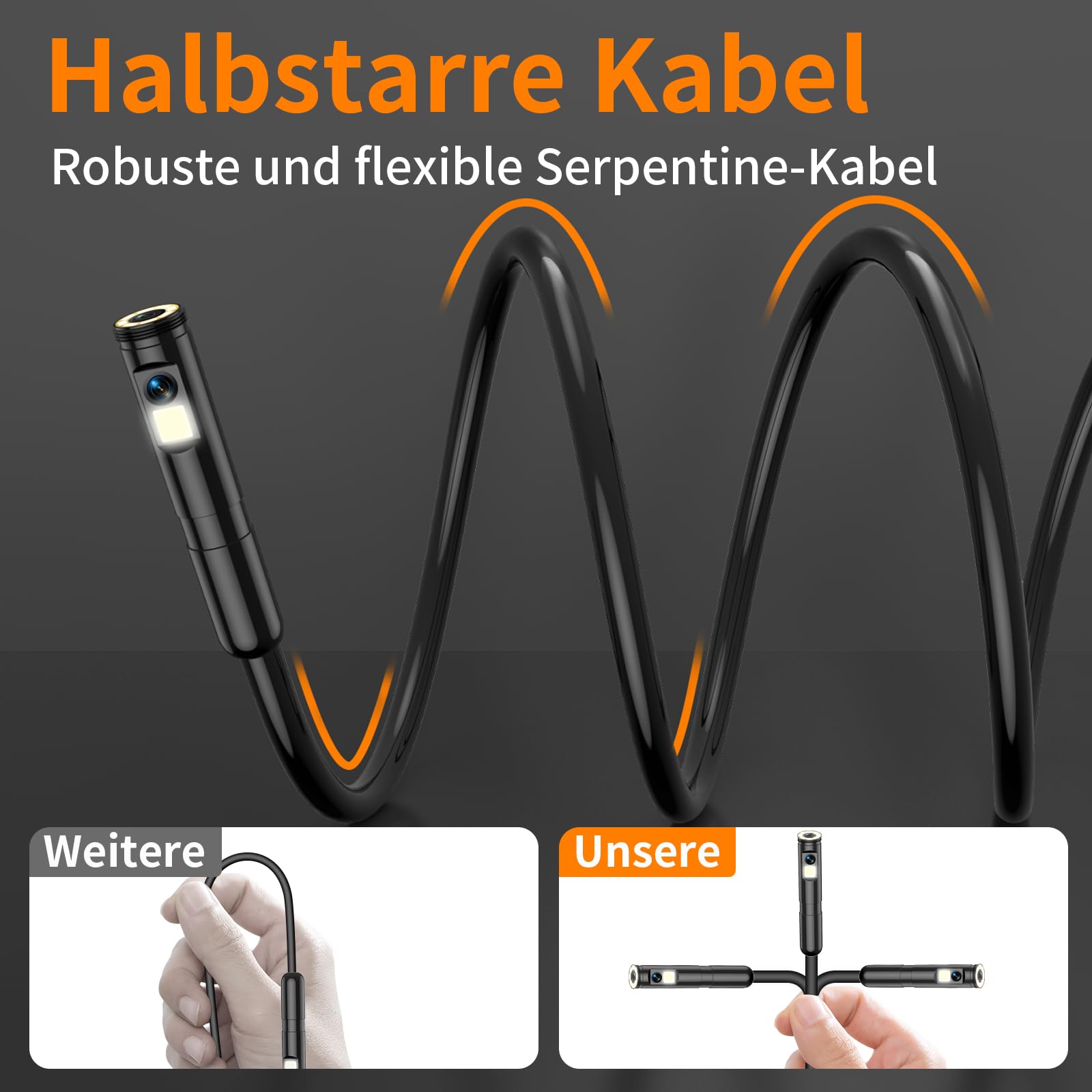 ENNOVOR Kamera Endoskopowa HD 1920P Podwójny Obiektyw 5 Cali IP67 10M Kabel — miniatura 6