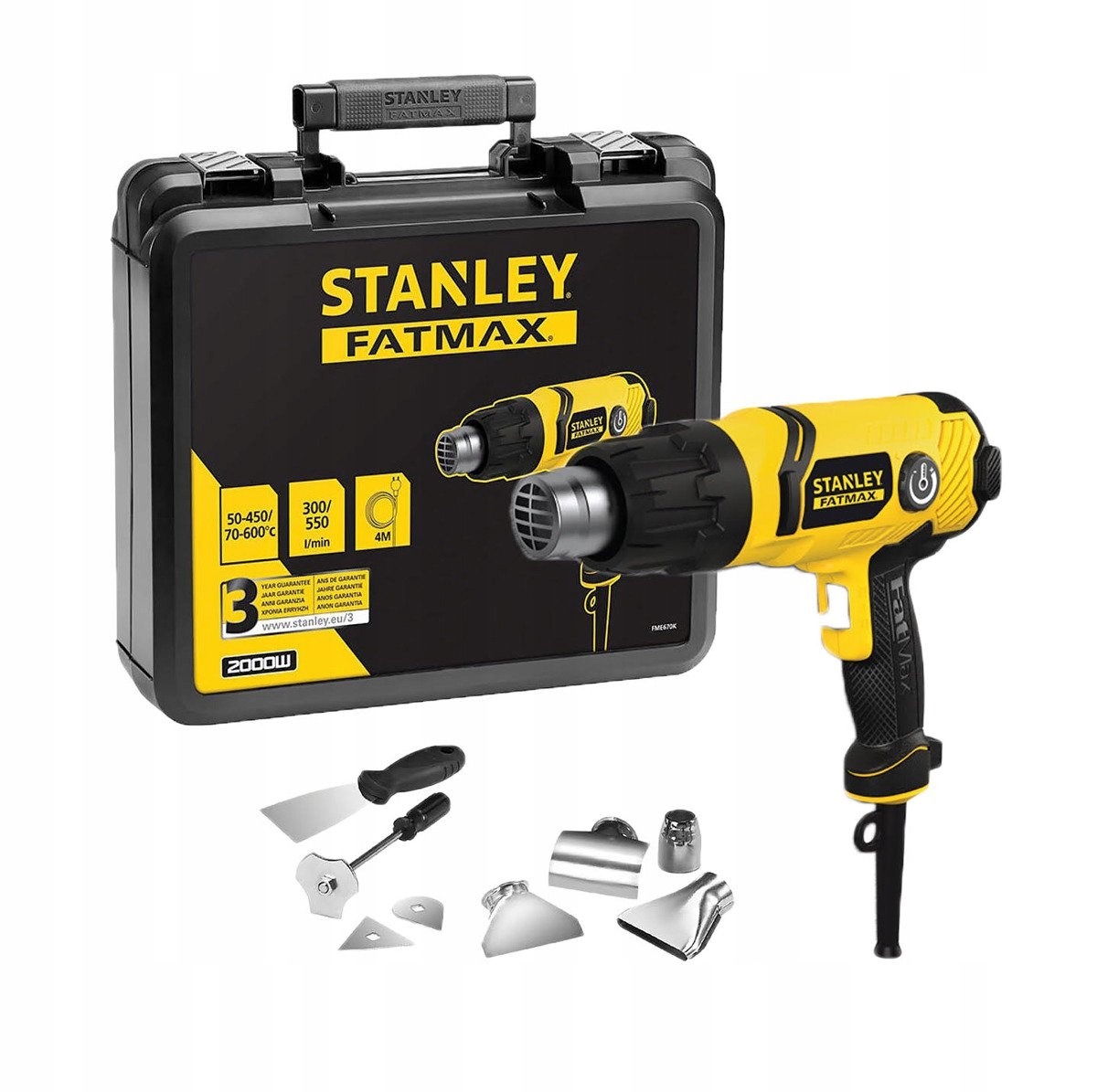 Horkovzdušná Pistole Stanley Fatmax FME670K 2000W 2 stupně 50-600C
