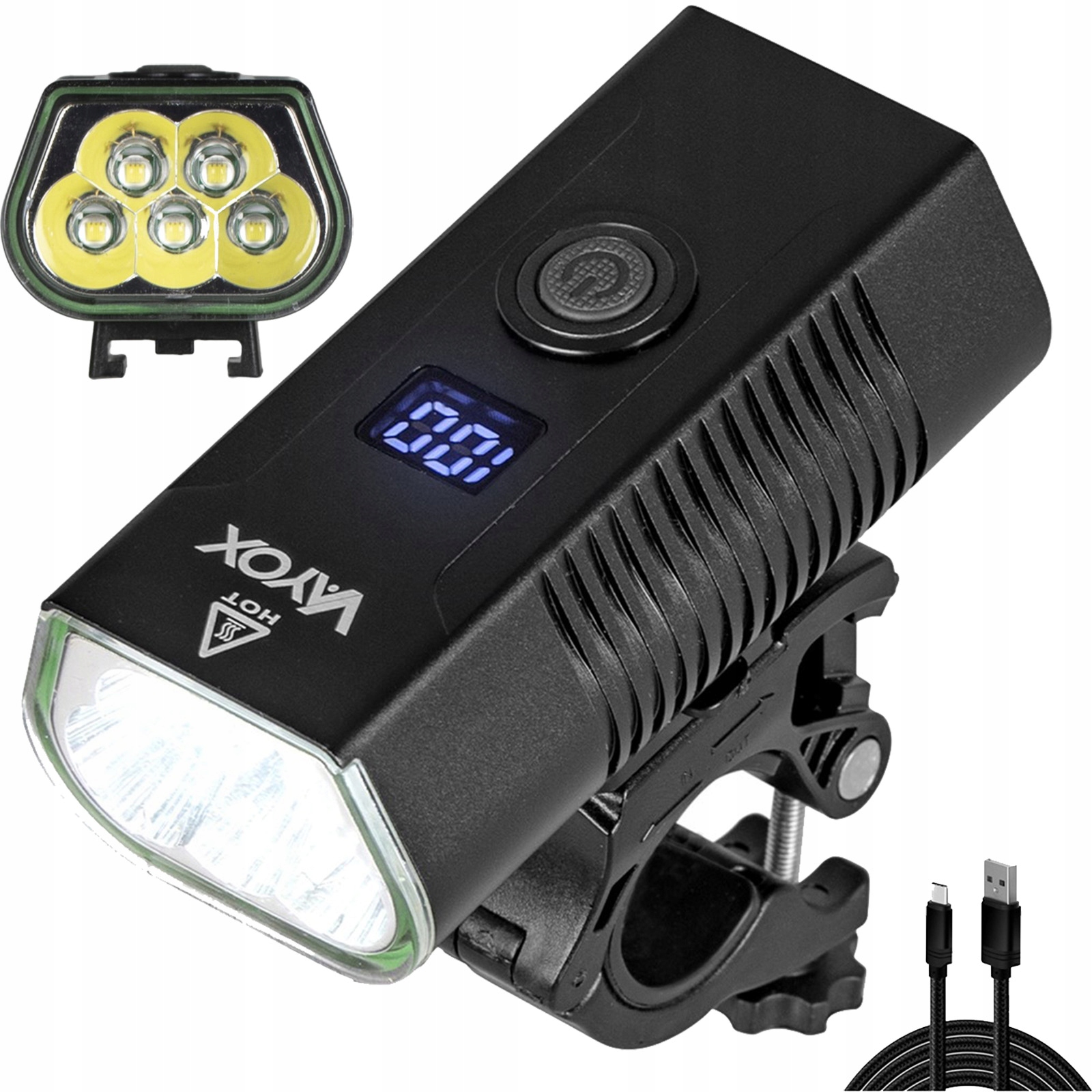 Cyklistická Led svítilna Přední světlo na kolo Usb Powerbanka 1020lm IP65 Vayox