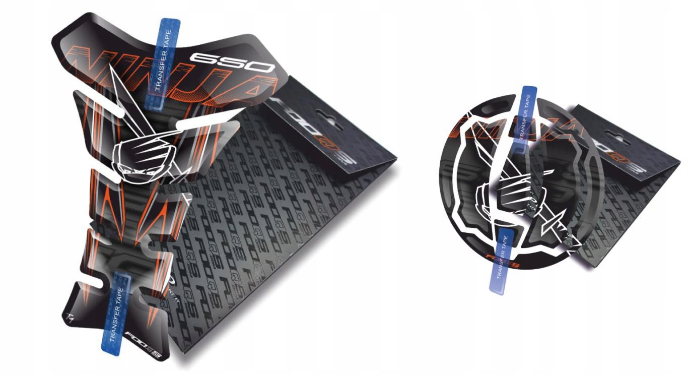 Tank-pad+cap-pad od firmy Fooqs Kawasaki Ninja 650 Nový Model Černý Oranžový