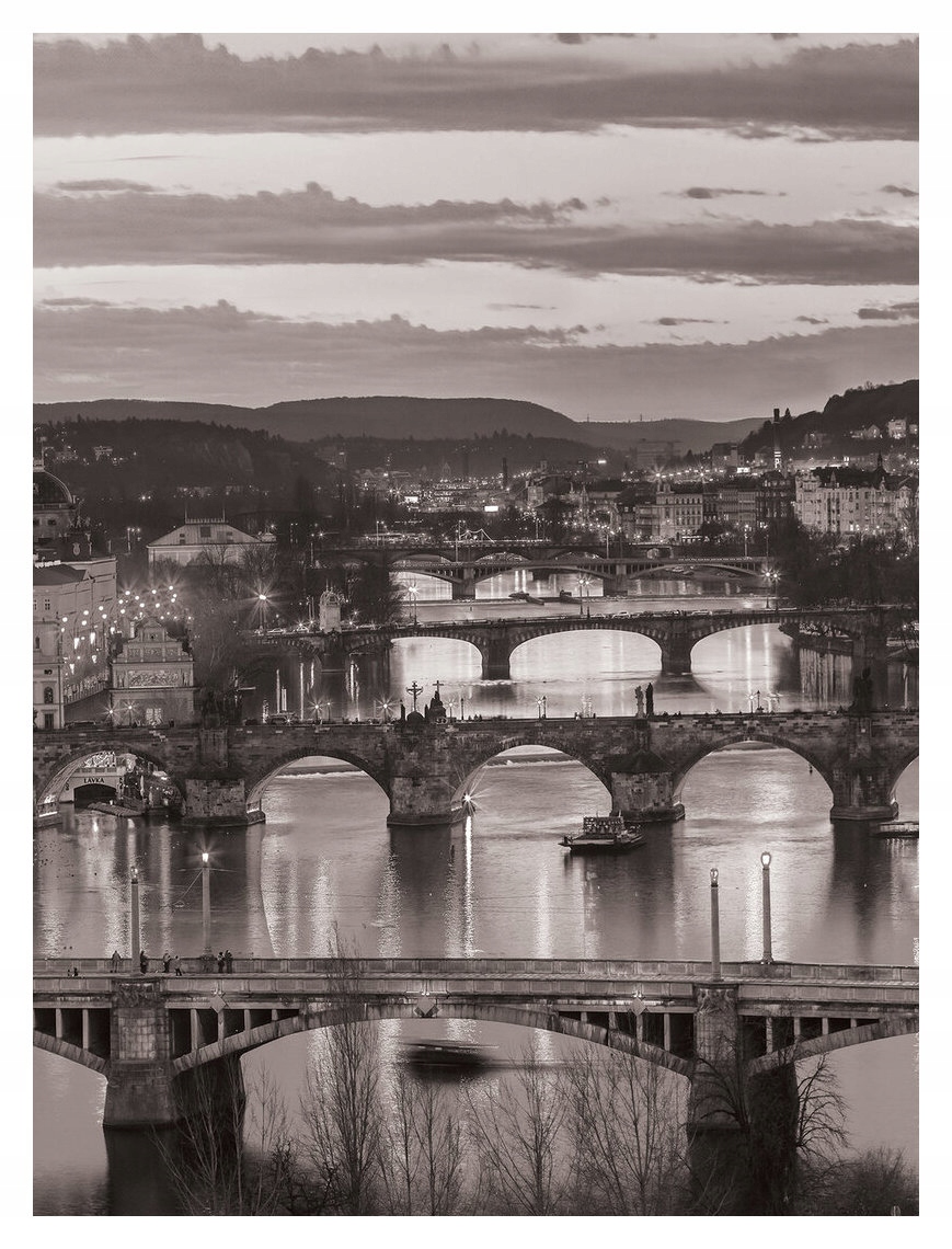 Fototapeta Praha v noci Mosty řeka světla vinylová 184x254 lepidlo