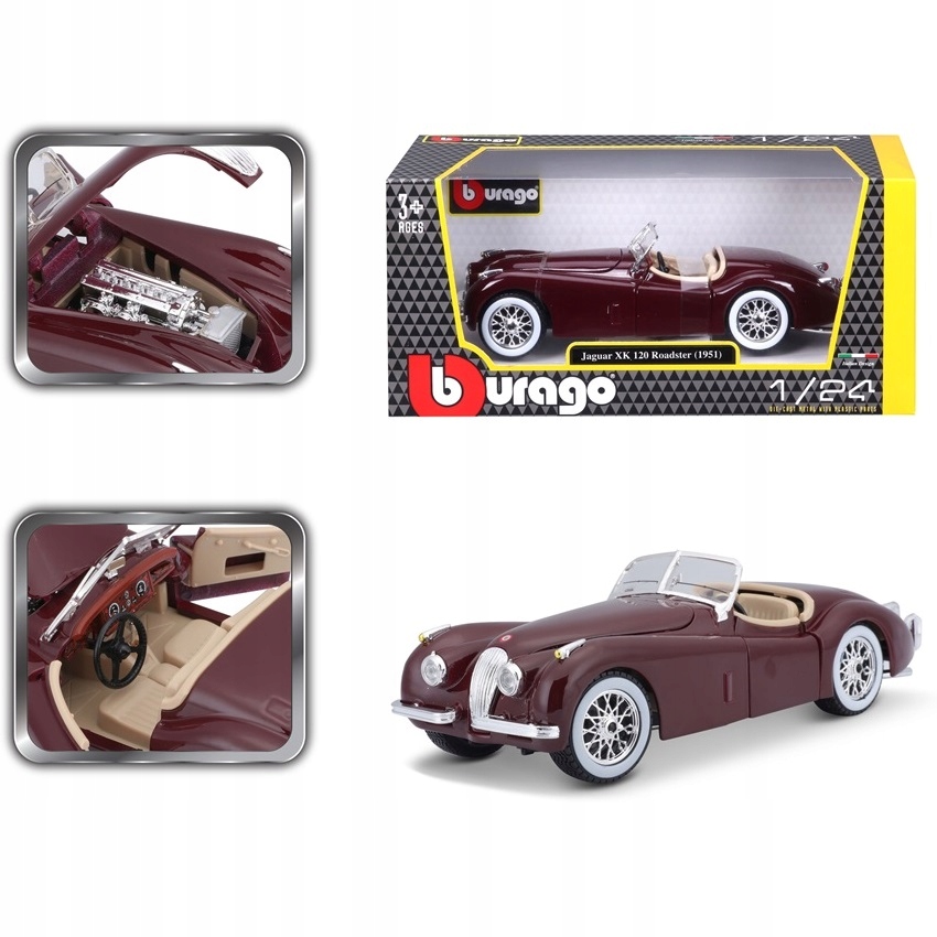 Miniature Burago jaguar xk 120 roads.1948 1/24 chez 1001hobbies (Réf.22018)