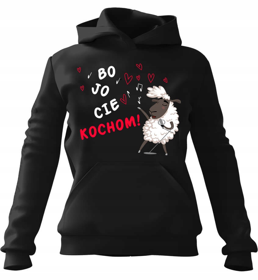 pánská mikina s kapucí Protože Jo Cie Kochom Černá 4XL Dárek na Valentýna