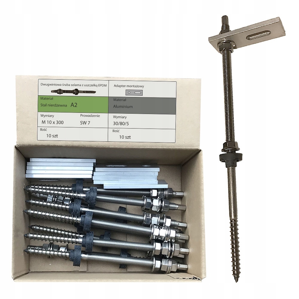 Fotowoltaika Dwugwint A2 M10x300 +adapter 10 szt