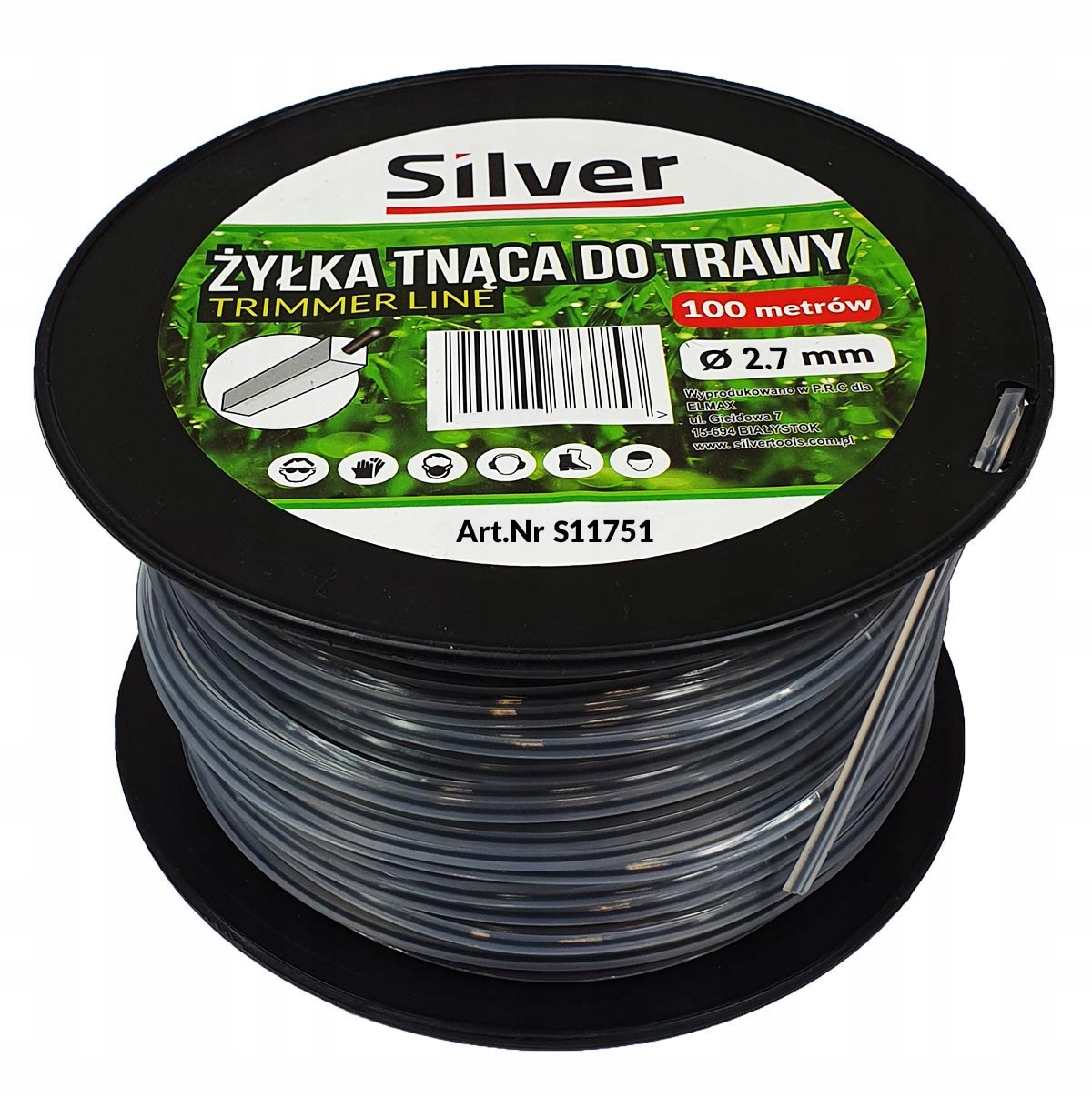 ŻYŁKA DO KOSY SPALINOWEJ PODKASZARKI KWADRAT 2,7 mm 100 m WZMOCNIONA