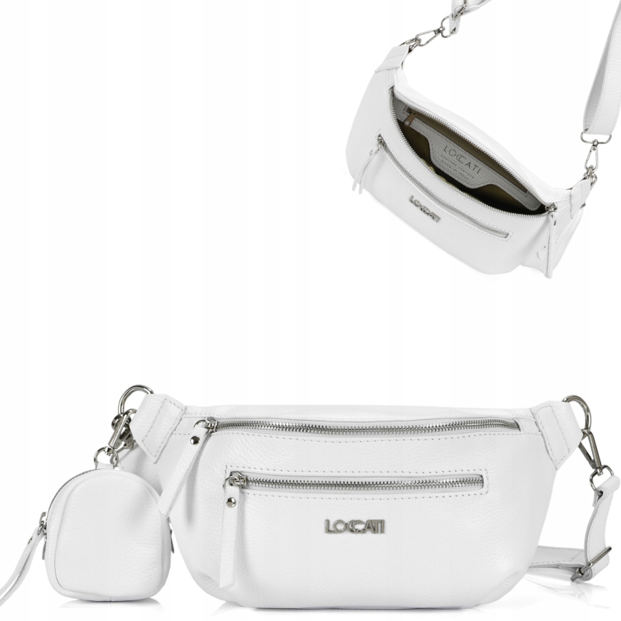 

Saszetka damska biała skórzana torebka crossbody