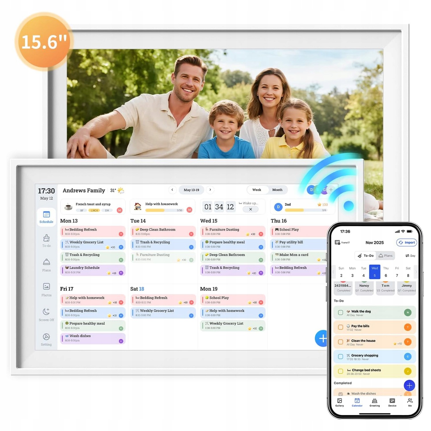 32GB elektronický rámeček pro fotografie a videa s mobilní aplikací