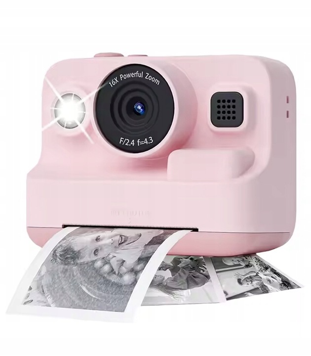 Aparat Fotograficzny Z Drukarką Różowy Wideo Gry Druk 3 Rolki Usb