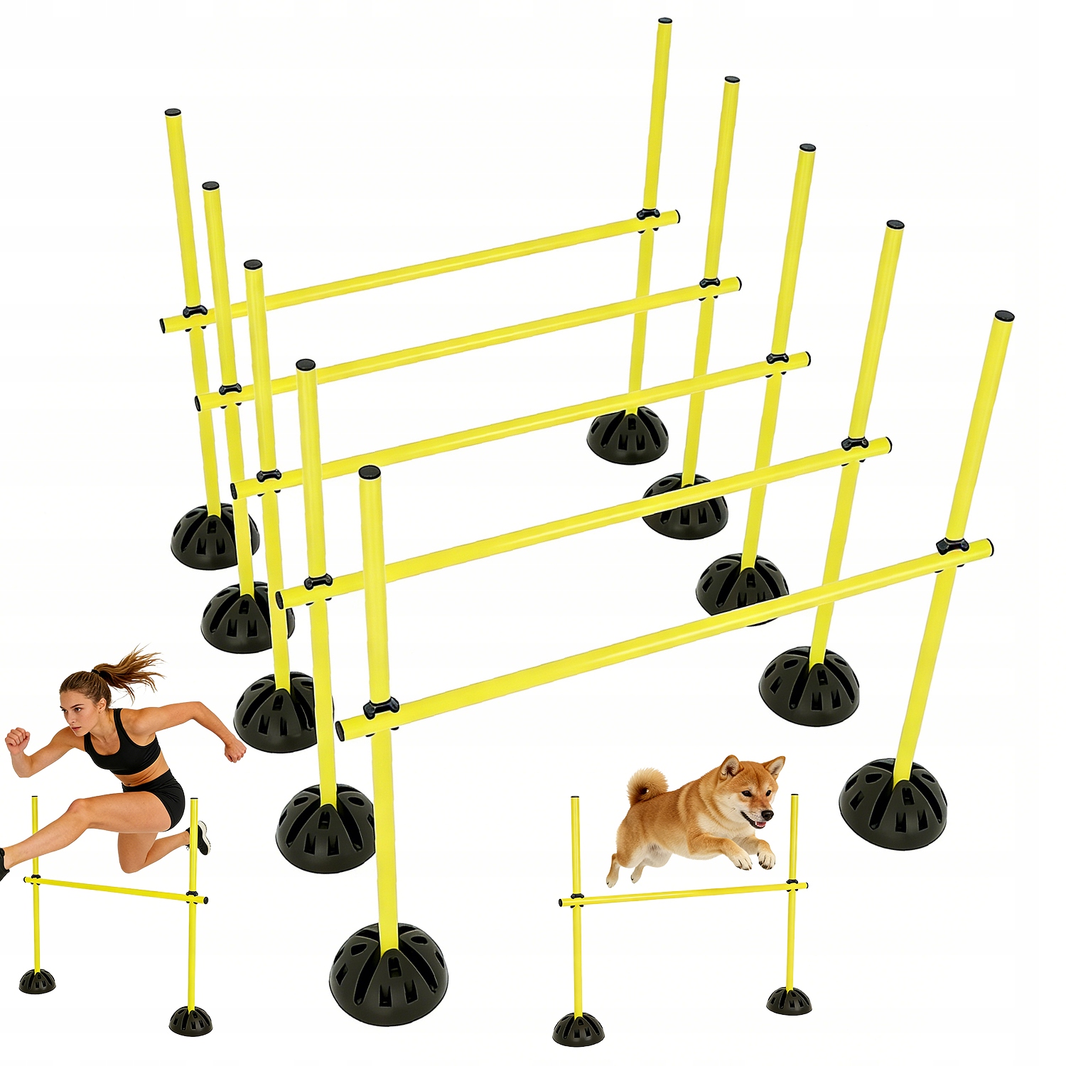 Sada Tréninkových Sloupků 15 Ks 1M Agility/míč Žlutý Pro Psy