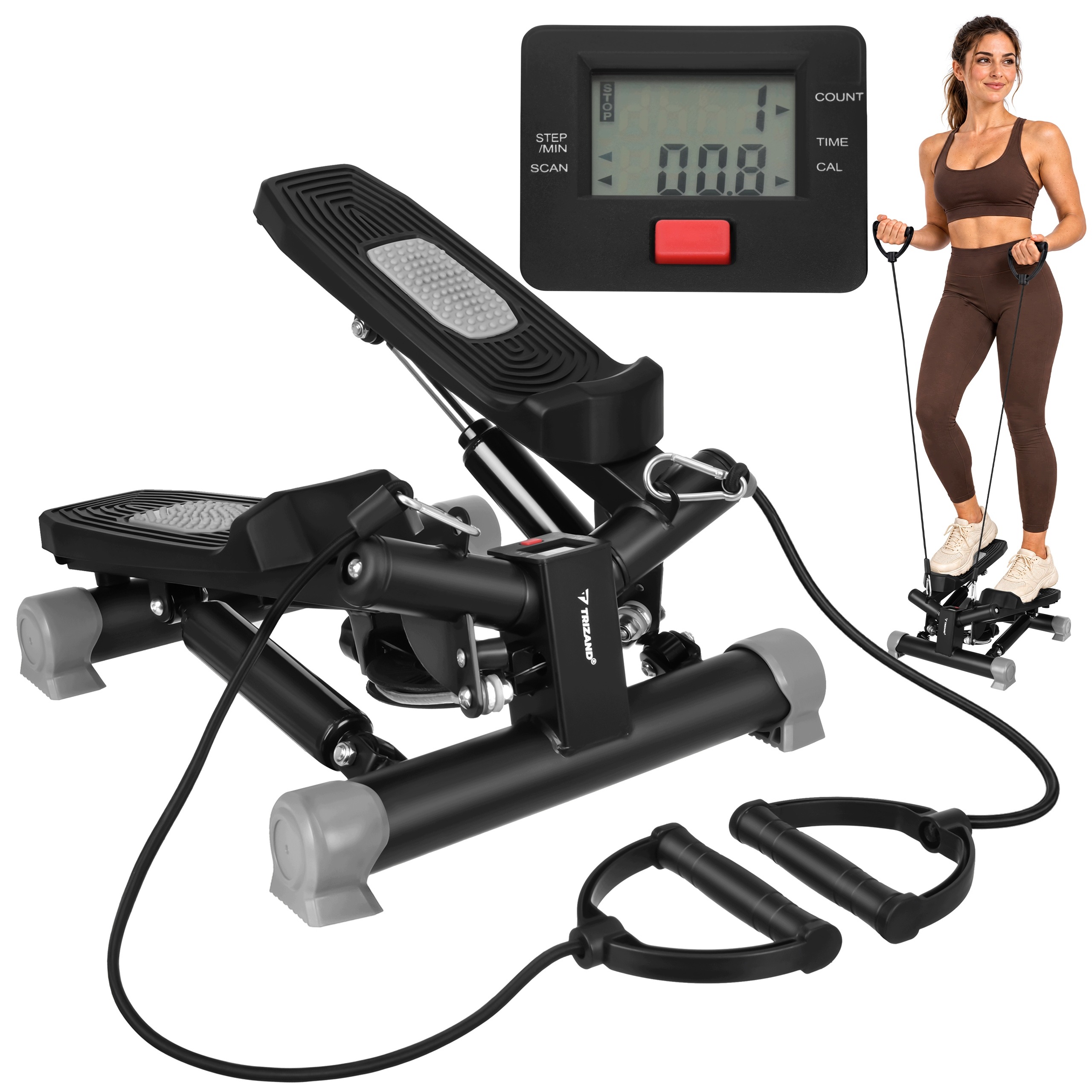 Stepper Skrętny Skośny z Linkami LCD 120kg Regulacja Fitness Cardio Domowy