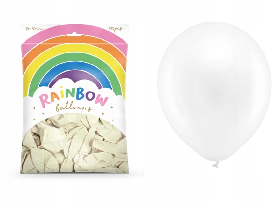 

Balony Rainbow 30cm metalizowane, białe