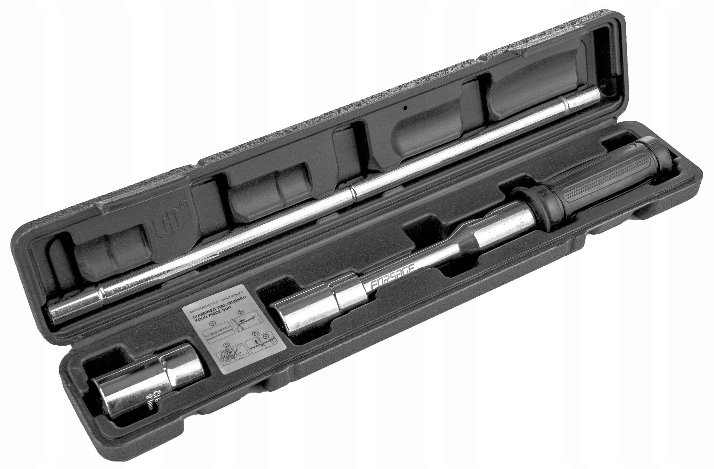 KLUCZ DO KÓŁ SAMOCHODOWY SKŁADANY 4 NASADKI 17,19,21,23MM WALIZKA Kod producenta F-681S