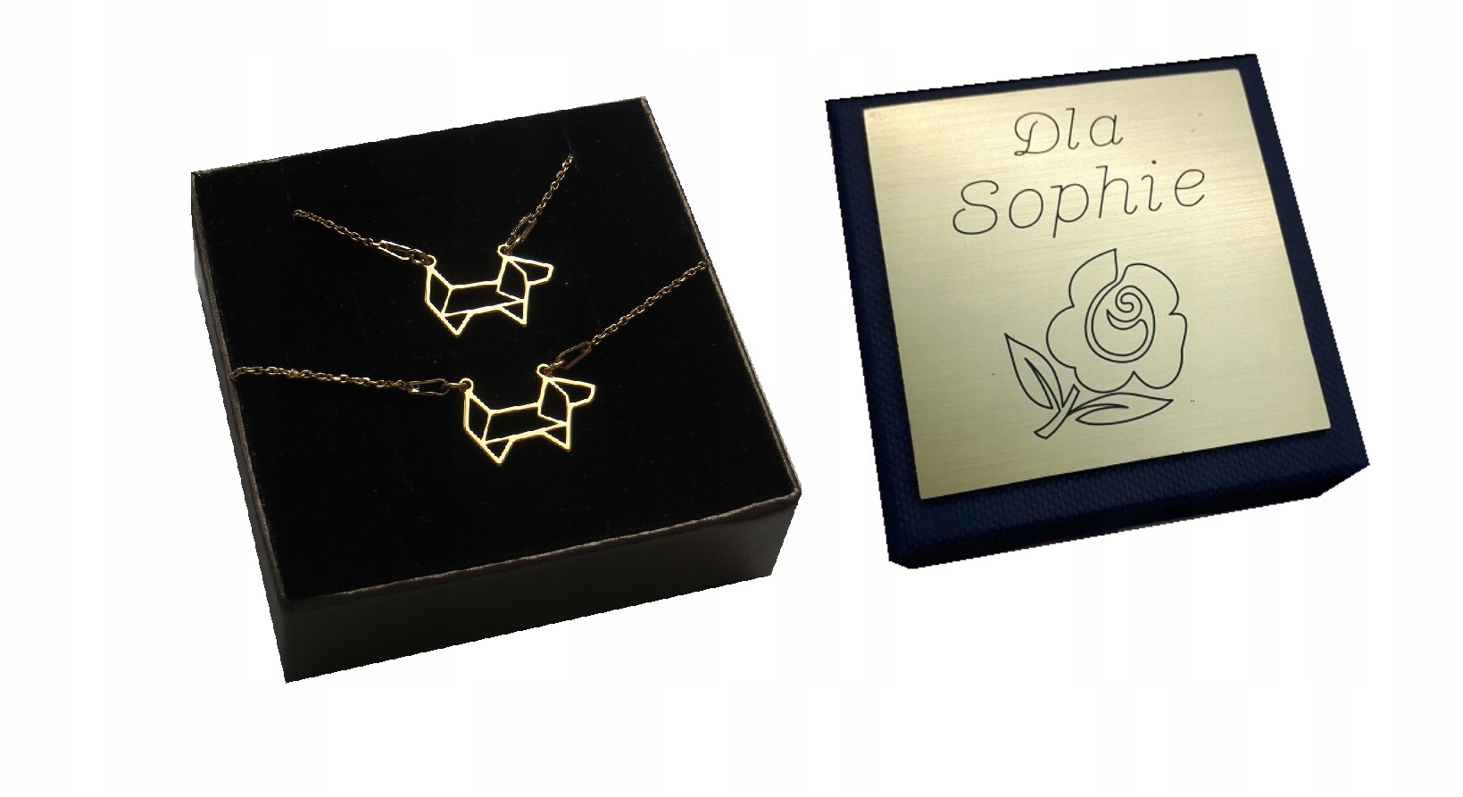 

Zloty komplet piesek Origami srebro 925 Grawer