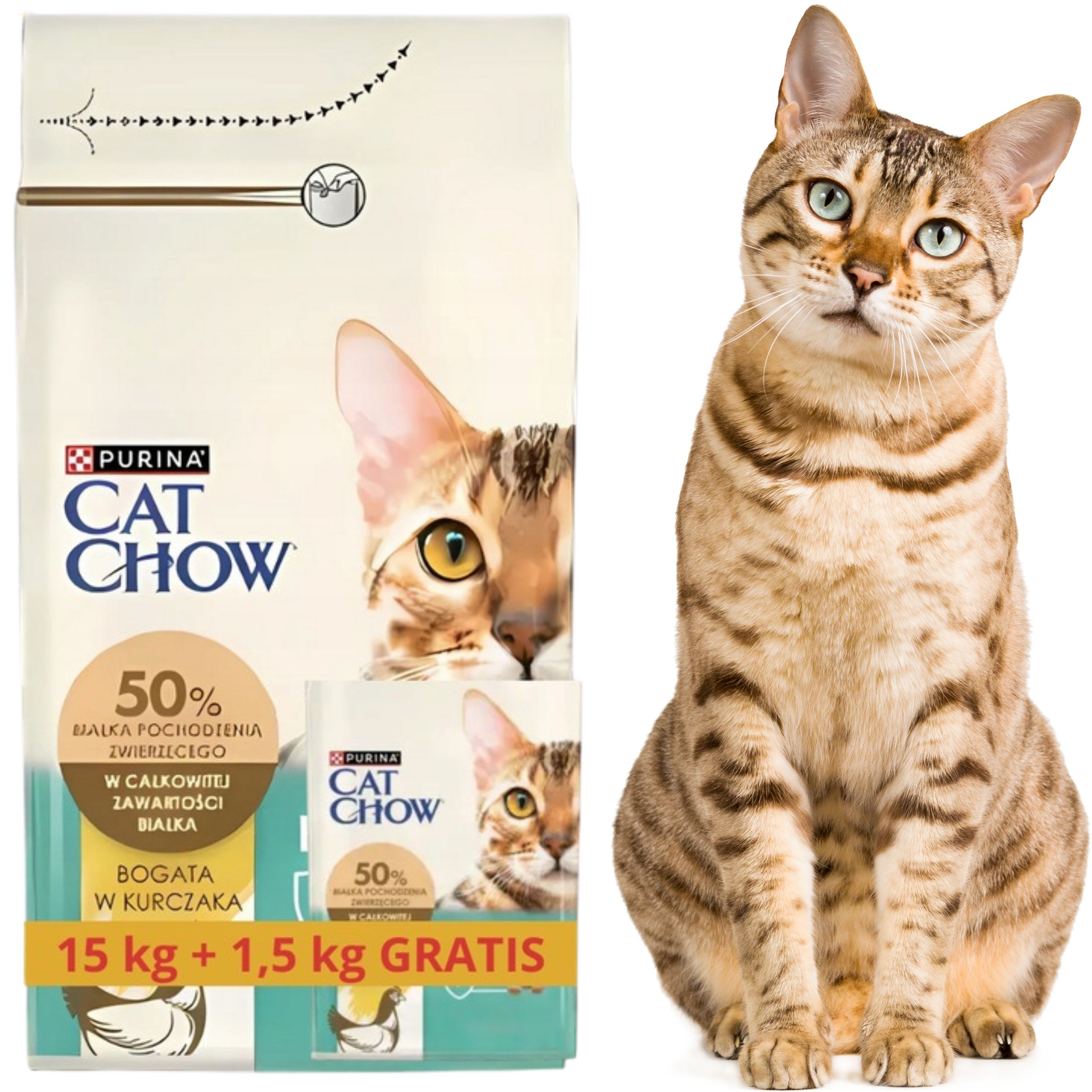 Levně Suché Krmivo Pro Kočky S Kuřecím Masem Cat Chow Hairball 15 kg 1.5 kg Bonus