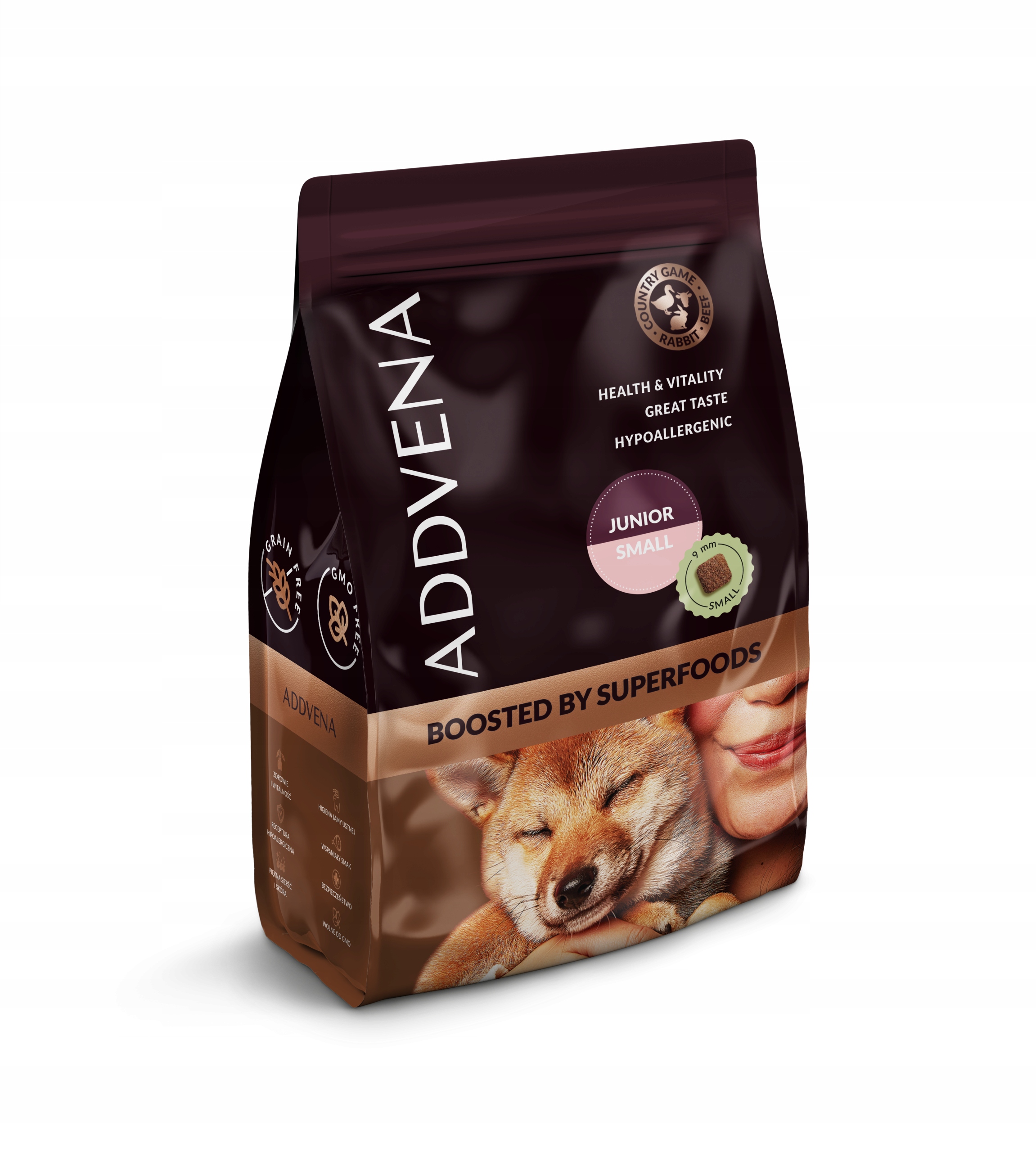 Sucha karma dla psa Addvena Boosted By Superfoods Junior Small Dziczy 2,5kg