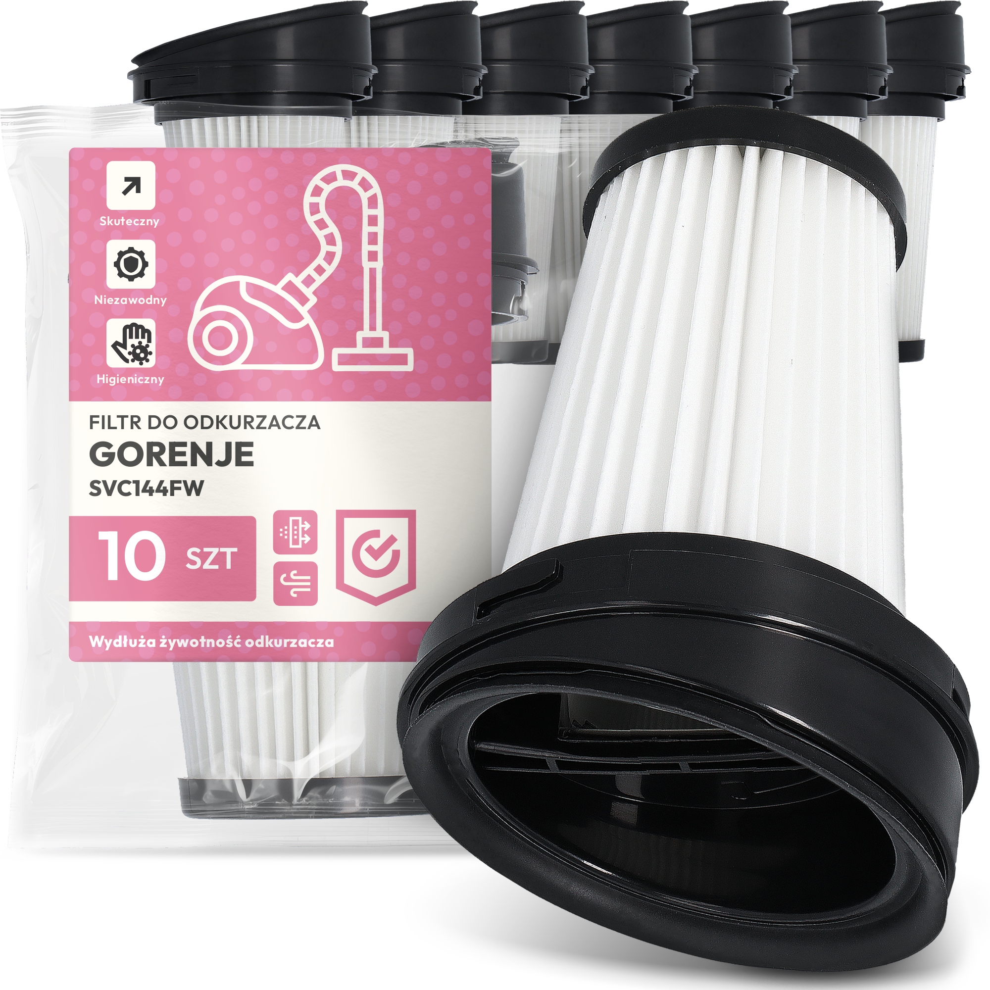 10 x Vzduchový Filtr pro vysavač Gorenje SVC144FW Hepa Účinný Em-w