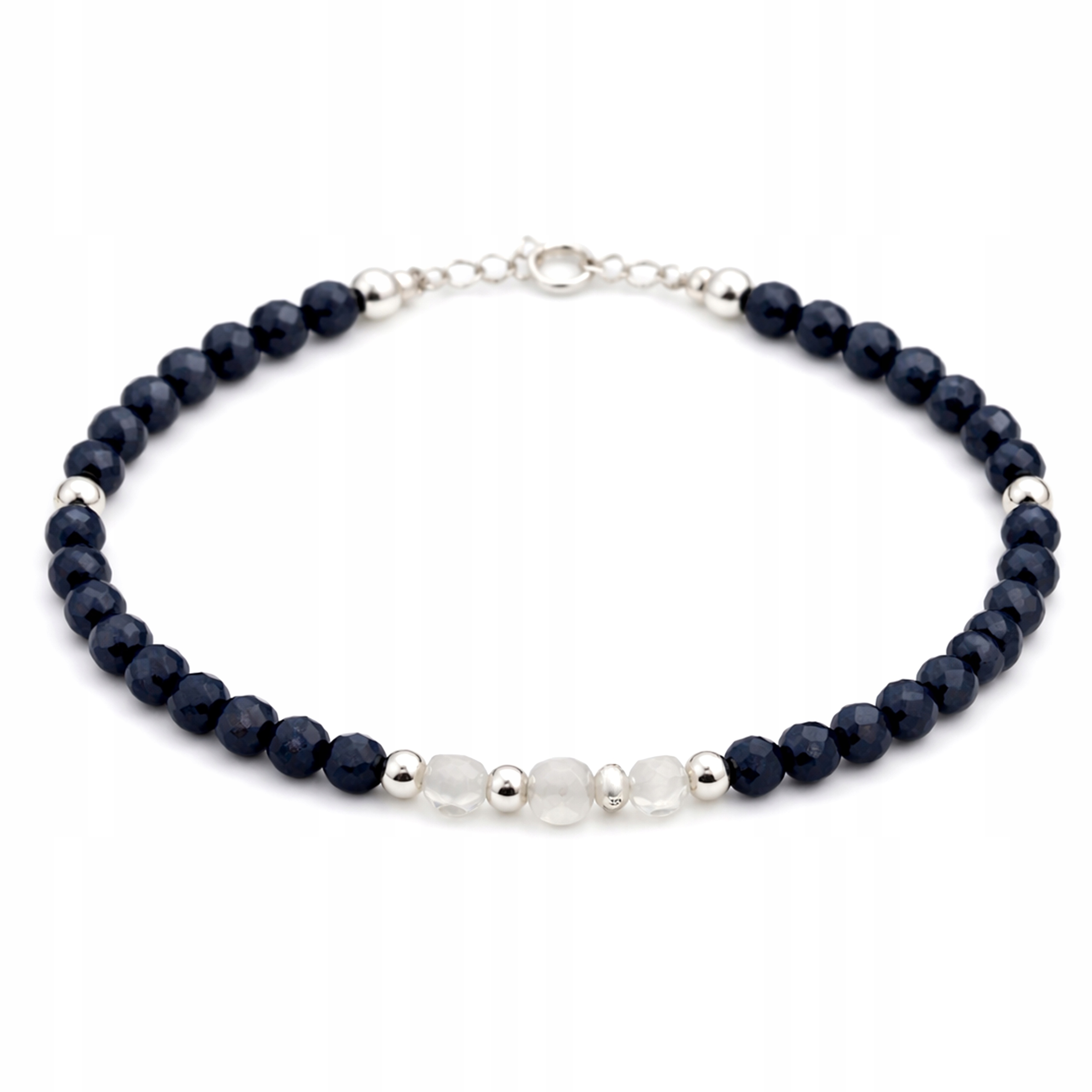 Bransoletka z Kamieni Naturalnych Szafir i Kamień Księżycowy Srebro 925