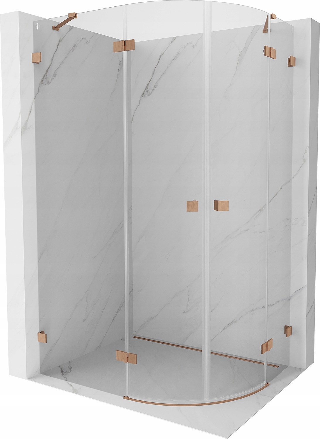 Mexen Lunar Sprchový Kout Levý 100x80 cm, Transparentní Měď