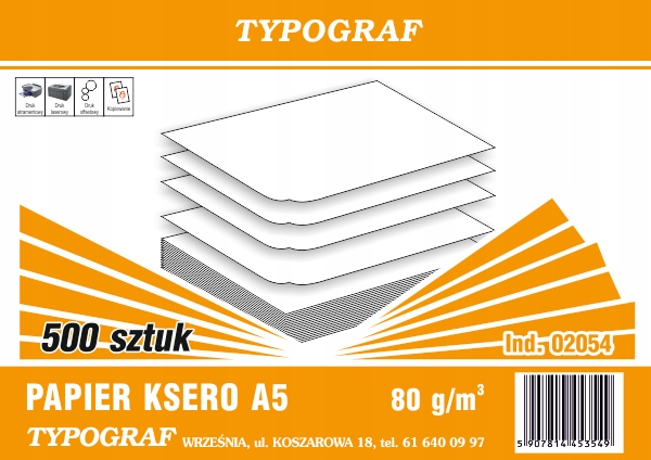 

Papier ksero A5 80g 500ark. Typograf