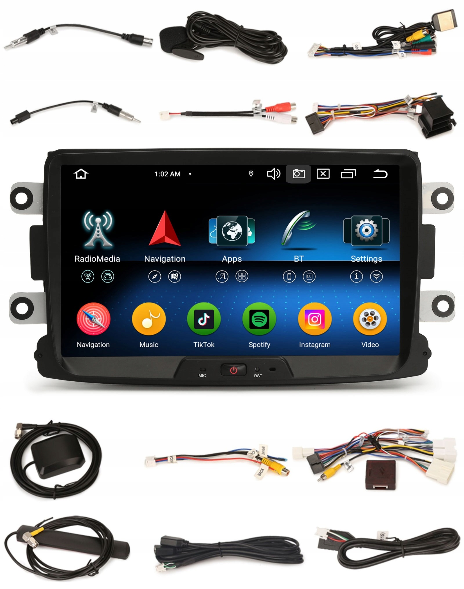 Rádio 2DIN Android pro Dacia Logan, Lodgy, Renault Captur 4/64 Gb Dsp CarPlay Lte