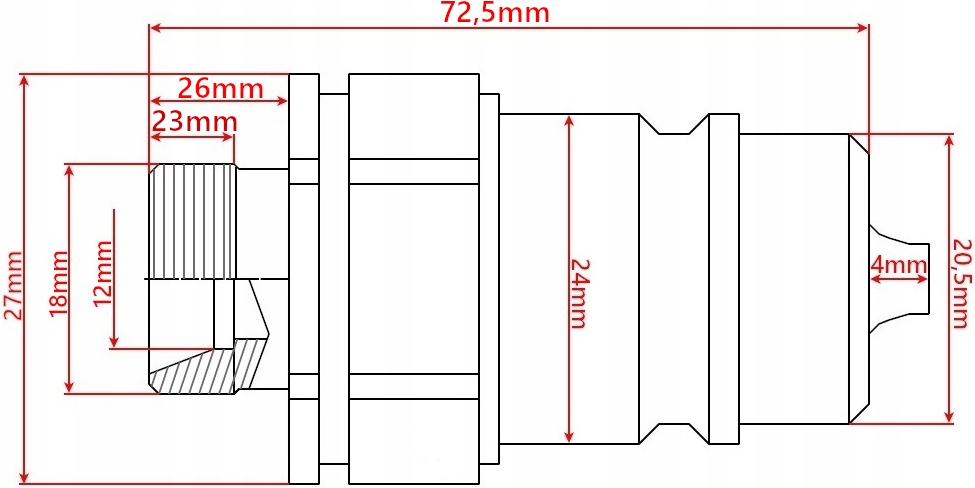 SZYBKOZŁĄCZE HYDRAULICZNE DŁUGIE EURO WTYCZKA M18 Producent części SM