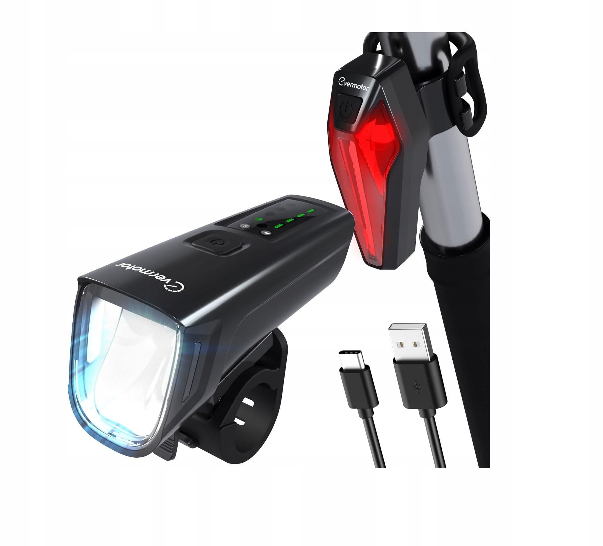 Přední Zadní Led Světlo Na Kolo Usb 9 hodin provozu 200 m osvětlení
