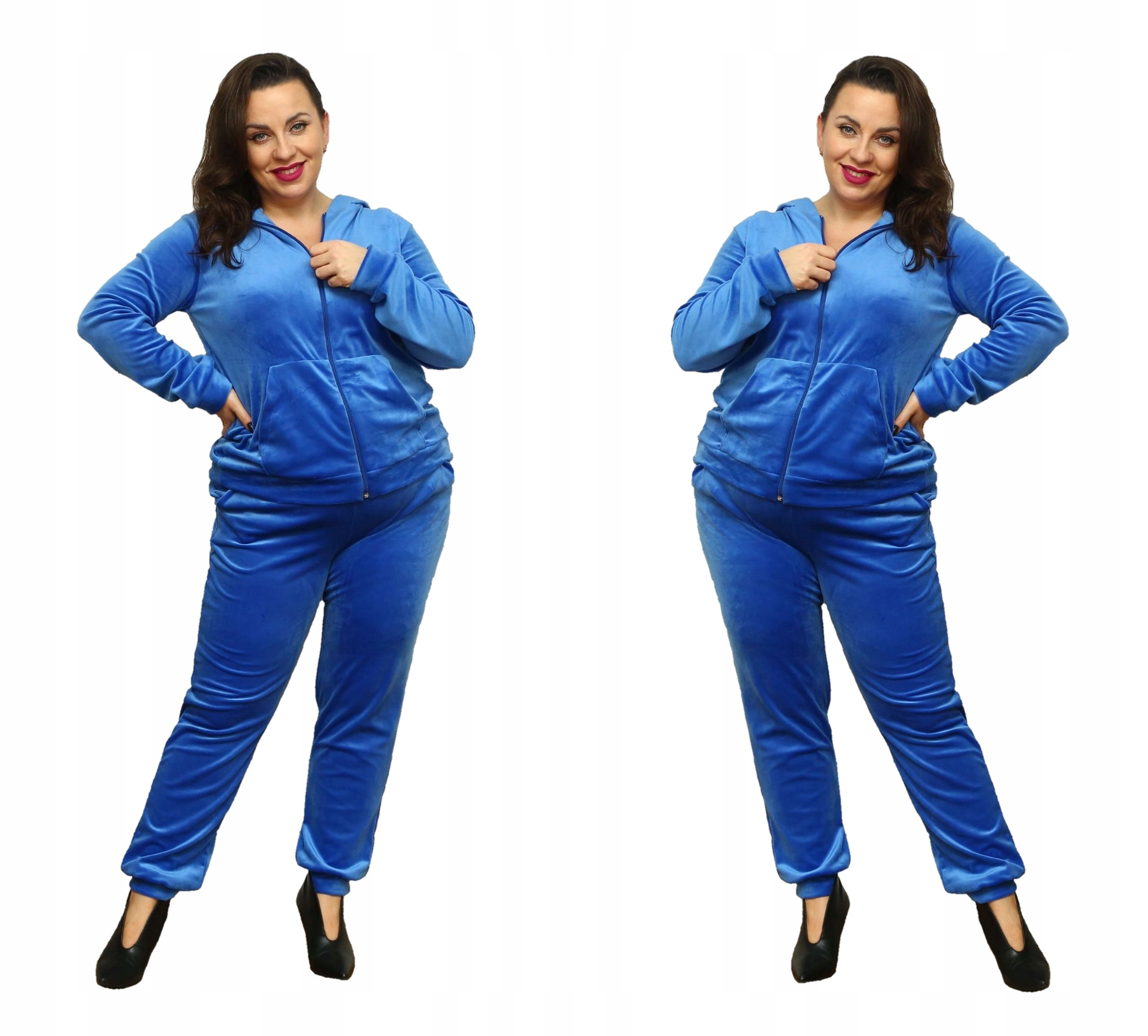 

Rozpinany Welurowy Komplet Dresowy Plus Size 4XL