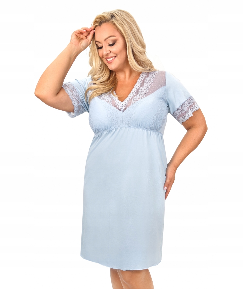 Košile noční -Donna Linda Plus Size vel 4XL/48 modrá viskóza