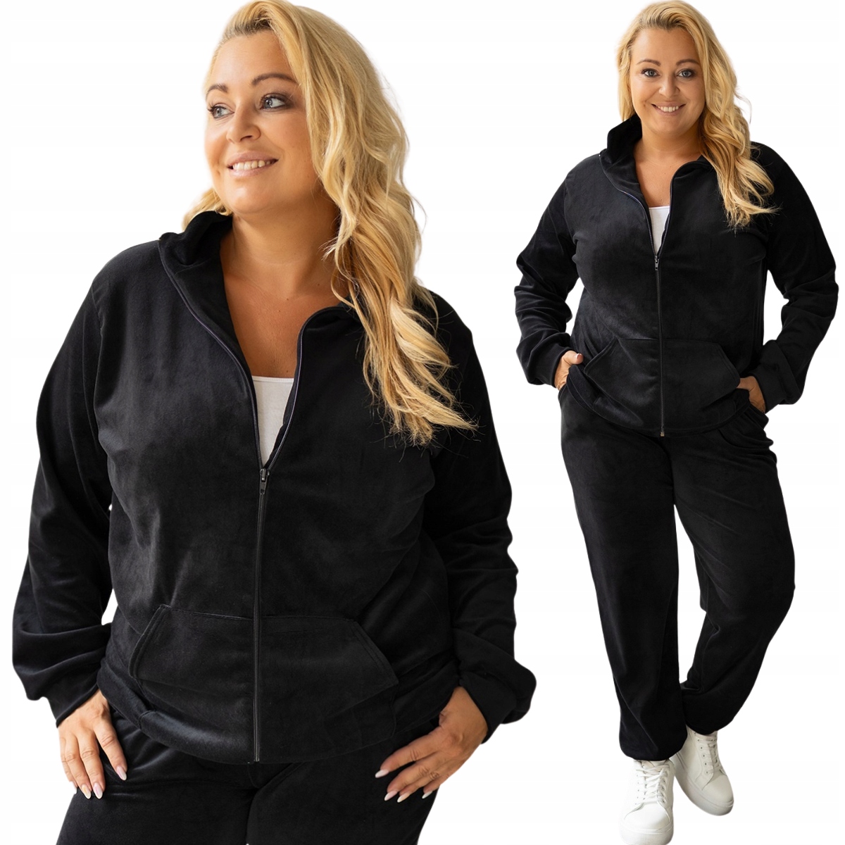 Dámský teplákovka teplákovka Plus Size s mikinou na zip kalhoty 772 4XL/5XL 48/50