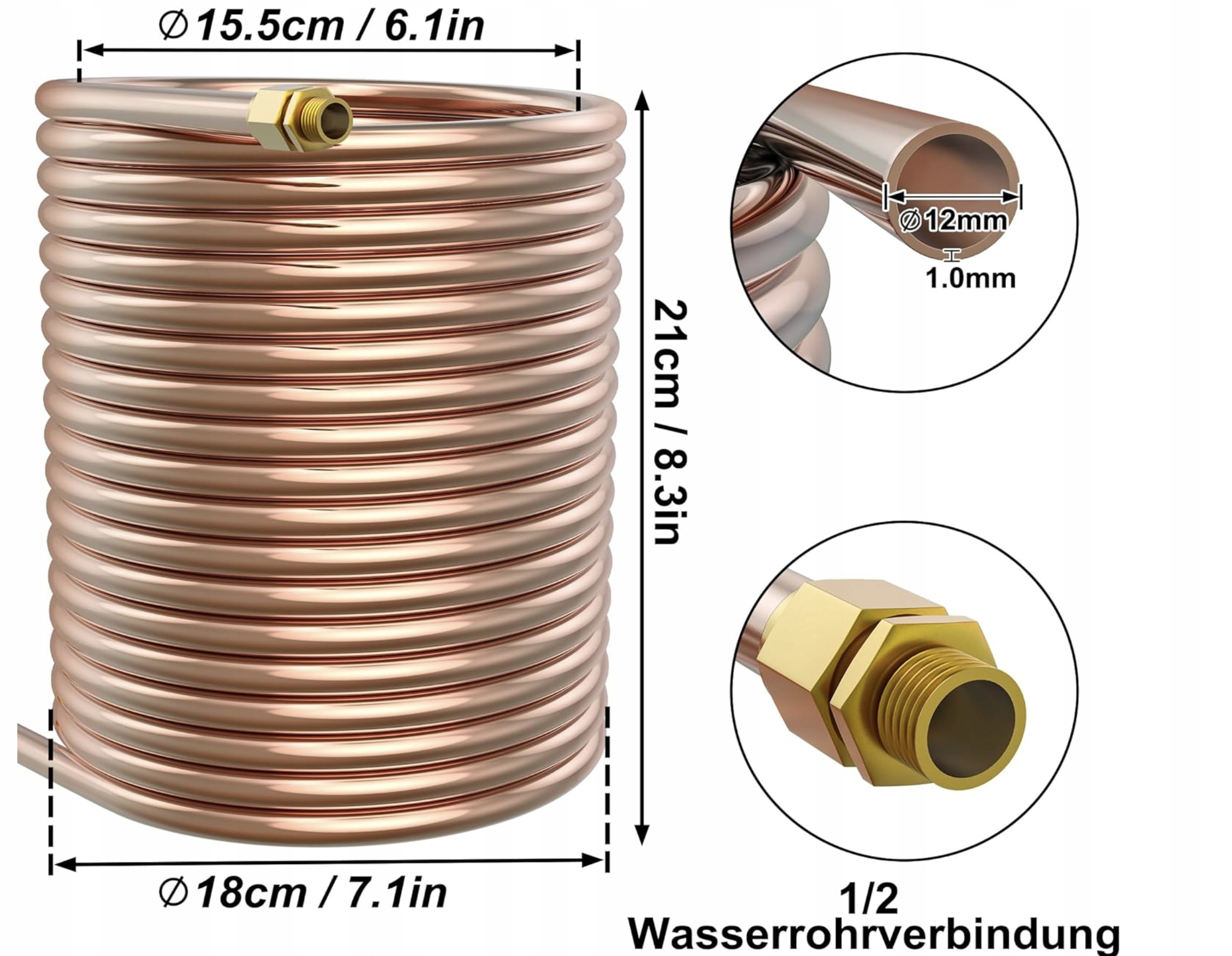 Špirála z medenej rúrky, okrúhla medená rúrka, špirála z medených rúrok