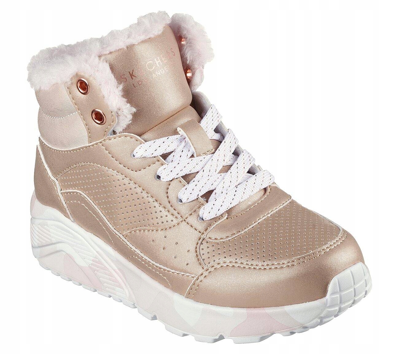Buty Skechers Uno Lite Camo Dazzle 310485L-GDPK Dziecięce Zimowe Futerko