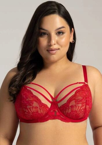 Měkká podprsenka Ava Maxi 1824/1 červená elegantní spodní prádlo s velkým poprsím