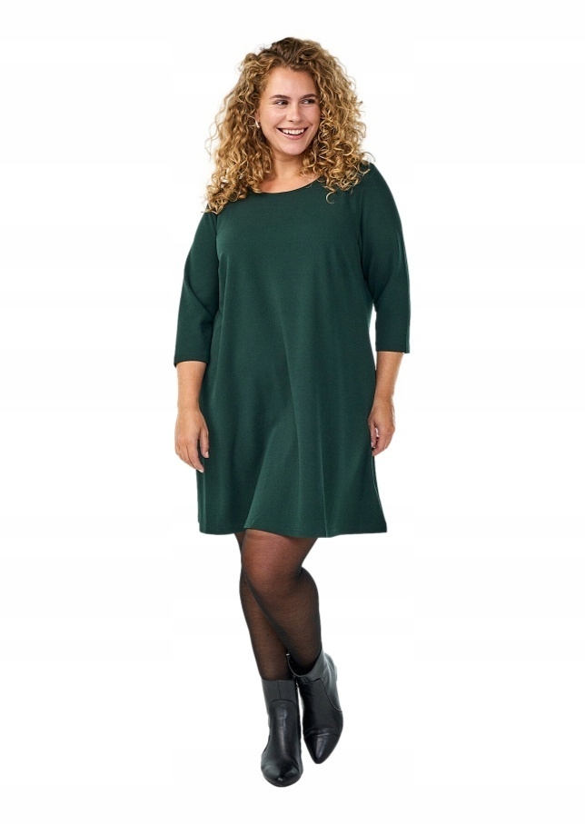 Tunika Plus Size Zizzi Krátká Zelená Trapézová Šaty 007F 48
