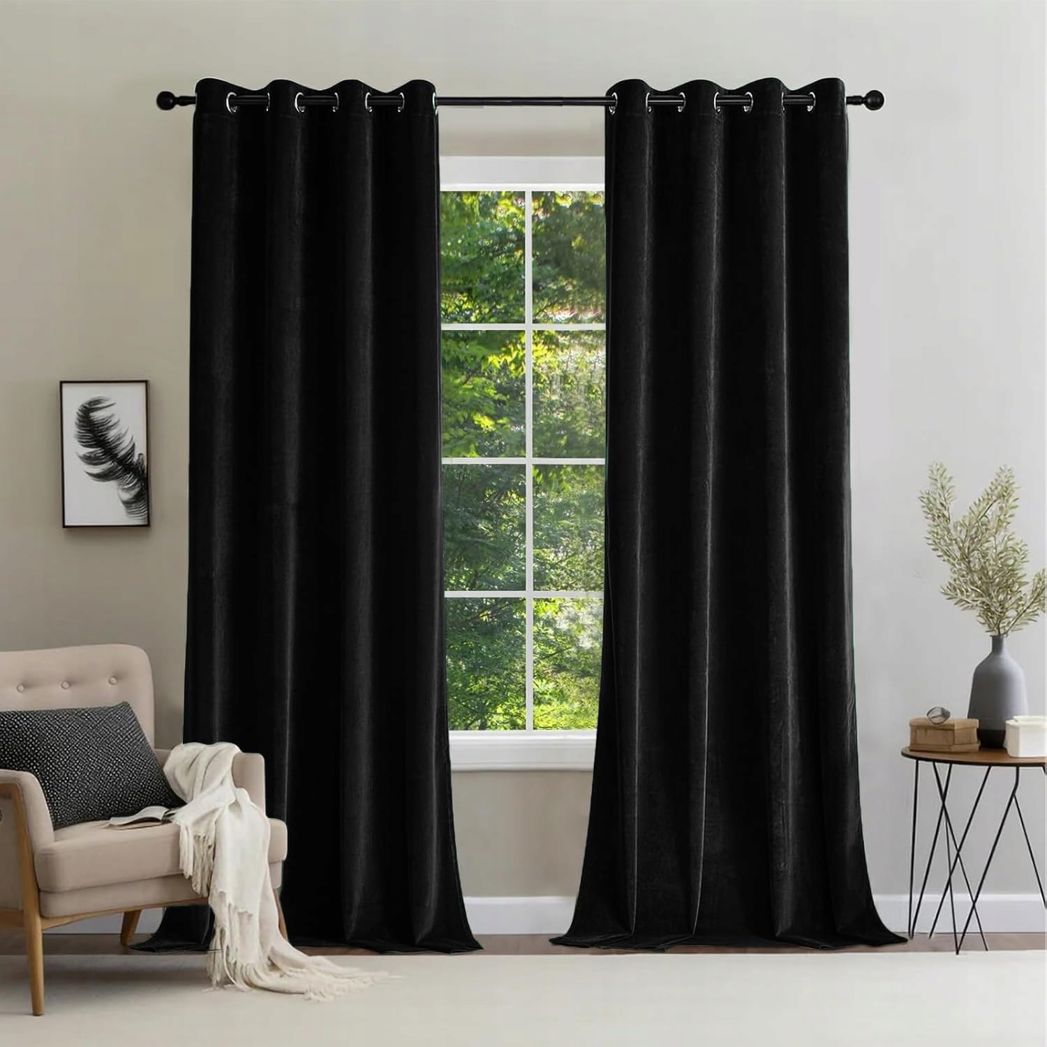 Tepelné záclony 2ks zatemňovací 140 x 245 cm do obývacího pokoje Ložnice Černé
