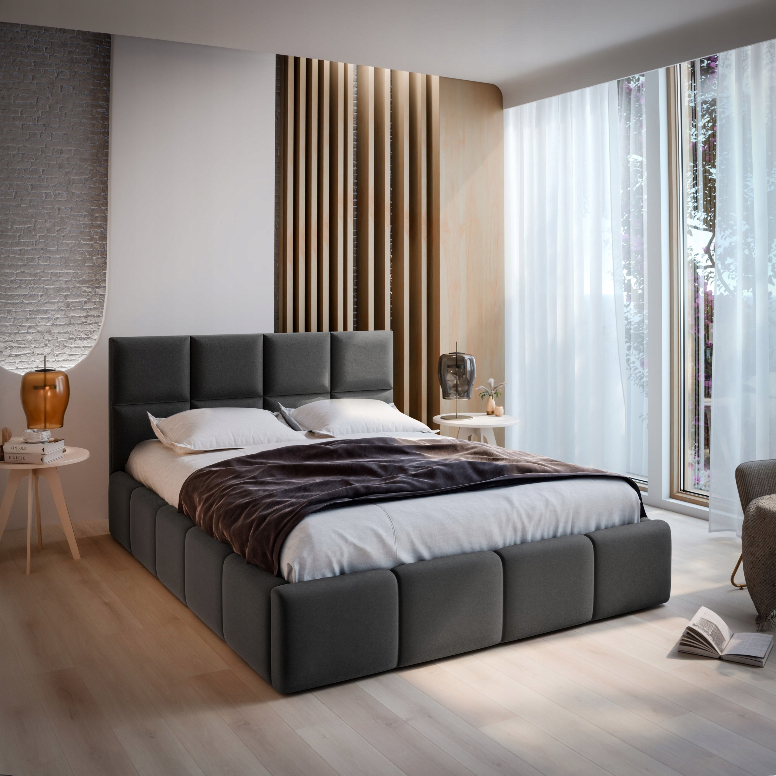 Čalouněná postel Como 200X200 cm Komfortní Šedá
