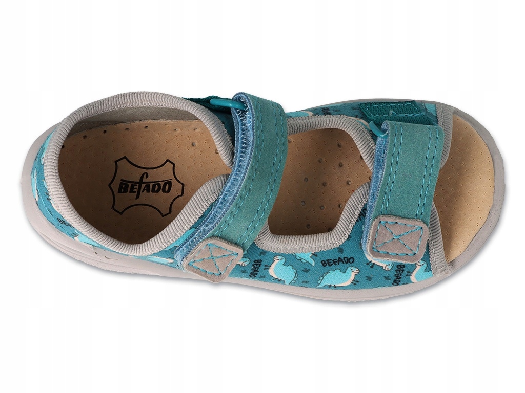 BEFADO CIAPCIE KAPCIE SANDAŁKI SANDAŁY NA RZEPY DINO 063x011 (22-30) r.28 Kolor niebieski